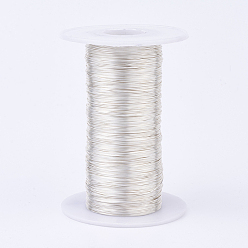Silver Eco-Friendly Round Copper Wire, Copper Beading Wire for Jewelry Making, Long-Lasting Plated, Silver, 24 Gauge, 0.5mm, about 1082.68 Feet(330m)/500g