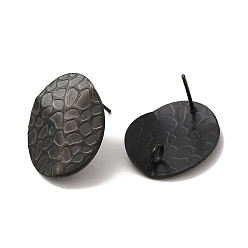 Electrophoresis Black 304 hallazgos de aretes de acero inoxidable, con bucle vertical, óvalo texturizado, electroforesis negro, 20x16 mm, agujero: 2.5 mm, pin: 0.7 mm