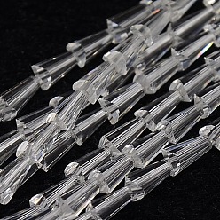 Clear Glass Beads Strands, Faceted, Cone, Clear, 7.5x4mm, Hole: 1mm, about 71pcs/strand, 20.4 inch