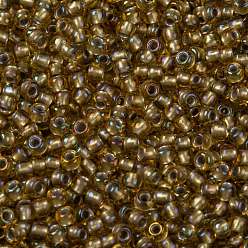 (279) Inside Color AB Light Topaz/Gray Lined TOHO Round Seed Beads, Japanese Seed Beads, (279) Inside Color AB Light Topaz/Gray Lined, 11/0, 2.2mm, Hole: 0.8mm, about 5555pcs/50g