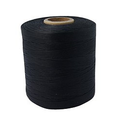 Noir Coréen cordon ciré, polyester cordon, noir, 1x0.4mm, environ 546.8 yards (500m)/rouleau