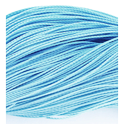 Sky Blue Round Waxed Polyester Cord, Taiwan Waxed Cord, Twisted Cord, Sky Blue, 1mm, about 415.57 yards(380m)/bundle