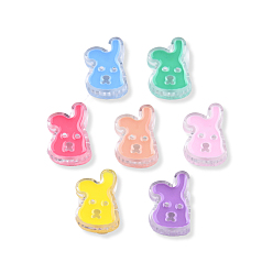 Mixed Color Transparent Acrylic Enamel Beads, Rabbit, Mixed Color, 24x17x8mm, Hole: 3.5mm