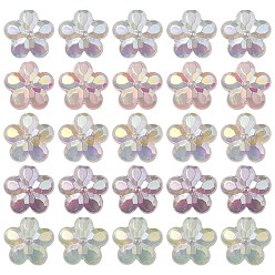 Couleur Mélangete Placage uv perles acryliques transparentes lumineuses, brillent dans le noir, fleur, couleur mixte, 26x27.5x12.5mm, Trou: 4.5mm