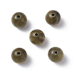 Dark Khaki Wood Beads, Undyed, Round, Dark Khaki, 8mm, Hole: 1.6mm