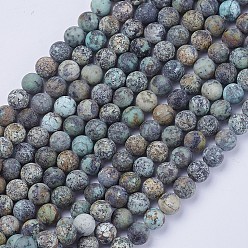 Turquoise Africaine Brins de perles turquoises africaines naturelles (jaspe), givré, ronde, 6mm, Trou: 1mm, Environ 63 pcs/chapelet, 15.1 pouce