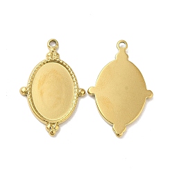 Real 18K Gold Plated Ion Plating(IP) 304 Stainless Steel Pendant Cabochon Settings, Oval Charms, Real 18K Gold Plated, Tray: 14x10mm, 24x15.5x2mm, Hole: 1.4mm