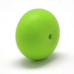 Pelouse Verte Perles de silicone écologiques de qualité alimentaire, perles à mâcher pour les jouets de dentition, Diy soins infirmiers colliers faisant, rondelle, pelouse verte, 14x8mm, Trou: 3mm