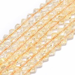 Citrine Natural Citrine Beads Strands, Faceted, Bicone, 8x7.5mm, Hole: 1mm, about 48pcs/strand, 15.55 inch(39.5cm)