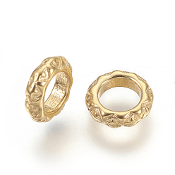 Oro 316 perlas quirúrgicas de acero inoxidable, abalorios de grande agujero, anillo, dorado, 8.5x2.5 mm, agujero: 5 mm