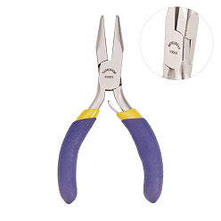 Stainless Steel Color Carbon Steel Jewelry Pliers, Needle Nose Pliers, Ferronickel, Midnight Blue, Stainless Steel Color, 8x4.65x0.8cm