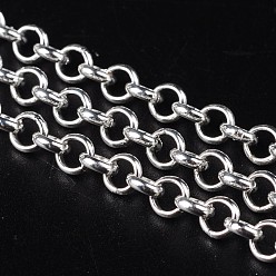 Silver Iron Rolo Chains, Belcher Chain, Unwelded, Silver Color Plated, with Spool, Link: 5mm in diameter, 1.5mm thick, about 164.04 Feet(50m)/roll