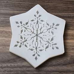 White DIY Snowflake Food Grade Silicone Molds, Fondant Molds, Resin Casting Molds, for Chocolate, Candy, UV Resin & Epoxy Resin Craft Making, Christmas Theme, White, 130x113x13mm, Inner Diameter: 107x78.5mm