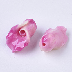 Hot Pink Synthetic Coral Beads, Dyed, Two Tone, Calla Lily, Hot Pink, 15x10x9mm, Hole: 1.5mm