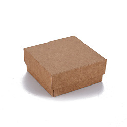 Color Canela Caja de cartón, Para el anillo, pendiente, Collar, con la esponja en el interior, plaza, bronceado, 7.6x7.6x3.2 cm, tamaño interno: 6.9x6.9 cm, sin caja con tapa: 7.2x7.2x3.1 cm