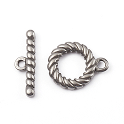 Stainless Steel Color 304 Stainless Steel Toggle Clasps, Ring, for DIY Jewelry Making, Stainless Steel Color, Ring: 18.8x14.8x2.8mm, Bar: 21x6.5x2.8mm, Hole: 2mm