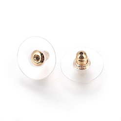 Золотой 304 из нержавеющей стали гайки уха, серьги-клатч пуля сзади с подушечкой, для висячих ушей, с пластиковым, золотые, 11.5x6 мм, отверстие : 1.2 мм, подходит для штифта 0.6~0.9 мм