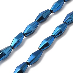 Blue Plated Electroplate Synthetic Magnetic Hematite Beads Strands, Faceted, Rhombus, Blue Plated, 12~12.5x5.5~6mm, Hole: 1.2mm, about 31~33pcs/strand, 16.54~16.93''(42~43cm)