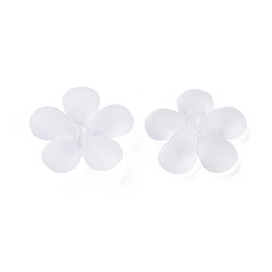 White Transparent Acrylic Beads, Frosted, Flower, White, 22x23x6.5mm, Hole: 1.6mm, about 378pcs/500g