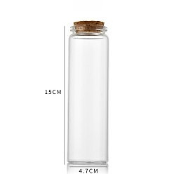 Clair Bouteille en verre, avec bouchon en liège, souhaitant bouteille, colonne, clair, 4.7x15 cm, capacité: 200 ml (6.76 fl. oz)