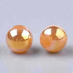 Темно-Оранжевый Пластиковые шарики, с покрытием AB цвета, круглые, темно-оранжевый, 6 мм, отверстия : 1.6 mm , 4500 шт / 500 г