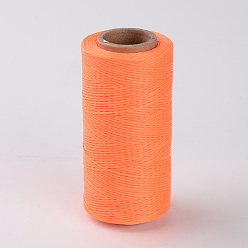 Coral Flat Waxed Polyester Cords, Coral, 1x0.3mm, about 284.33 yards(260m)/roll
