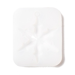 Blanc Thème de noël bricolage pendentif flocon de neige moules en silicone, moules de résine, pour la fabrication de bijoux en résine uv & résine époxy, blanc, 93x77x10mm, Trou: 5mm, diamètre intérieur: 82x65 mm