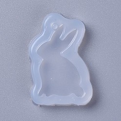 White Bunny Pendant Food Grade Silicone Molds, Resin Casting Molds, For UV Resin, Epoxy Resin Jewelry Making, Rabbit, White, 40x25x5mm, Hole: 2mm, Inner Diameter: 31x22mm