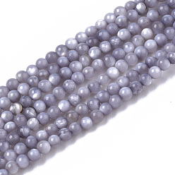 Gris Claro Cuentas de concha de perla natural hebras, teñido, rondo, gris claro, 2.5 mm, agujero: 0.7 mm, sobre 150~190 unidades / cadena, 14.96 pulgada ~ 15.75 pulgada