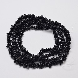Tourmaline Brins de perles de tourmaline noire naturelle, 4~12x4~7x2~5mm, Trou: 1mm, environ 33.8 pouce