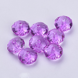 Dark Violet Transparent Acrylic Beads, Faceted, Rondelle, Dark Violet, 11.5x7mm, Hole: 2mm, about 925pcs/500g