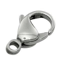 Stainless Steel Color 316 Surgical Stainless Steel Lobster Claw Clasps, Stainless Steel Color, 10x7mm, Hole: 1mm