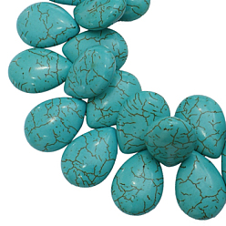 Бирюза Синтетические шарики Говлит, окрашенные, слеза, бирюзовые, 24~25x18 мм, отверстие : 1 мм, Около 200 шт / 1000 г
