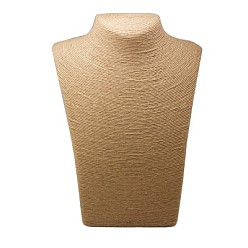 Bronze Tissé corde de paille affichage de collier buste, tan, 225x200x115mm