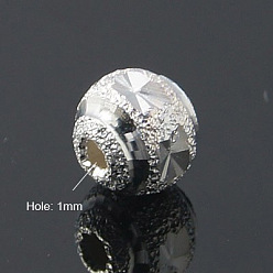 Sterling Silver 925 Sterling Silver Textured Spacer Beads, Round, Silver, 5mm, Hole: 1mm
