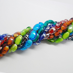 Mixed Color Handmade Silver Foil Glass Beads, Oval, Mixed Color, 20x16x9mm, Hole: 2mm