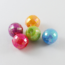 Mixed Color Opaque Acrylic Beads, AB Color, Round, Mixed Color, 13mm, Hole: 4mm, about 440pcs/500g