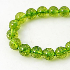 Lawn Green Natural Quartz Crystal Beads Strands, Round, Dyed & Heated, Lawn Green, 6mm, Hole: 1mm, about 32pcs/strand, 7.6 inch