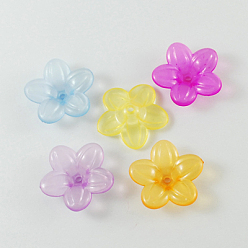 Mixed Color Transparent Acrylic Beads, Flower, Mixed Color, 21x21x5mm, Hole: 2mm, about 1100pcs/500g