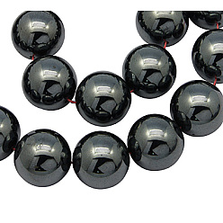 Noir Non-magnétiques perles d'hématite synthétique brins, ronde, noir, 14mm