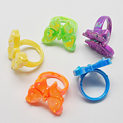 Mixed Color Acrylic Rings for Kids, AB Color, Mixed Color, US Size 4 1/4(15mm)