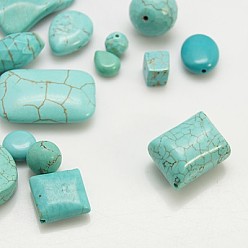 Bleu Ciel Perles de turquoise synthétiques, teint, 7.5~31x4~22x4~12mm, Trou: 1mm, environ357 pcs / 1000 g