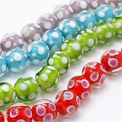 Couleur Mélangete Brins de perles à chalumeau manuels, ronde, couleur mixte, 14~16mm, Trou: 1mm