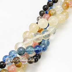 Mixed Color Watermelon Stone Glass Beads Strands, Round, Mixed Color, 6mm, Hole: 1mm, about 65pcs/strand, 15.5 inch
