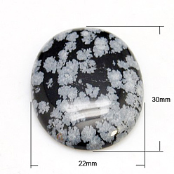 Снежный Обсидиан Кабошоны из камня, овальные, снежинка обсидиан, 30x22x5~7 мм