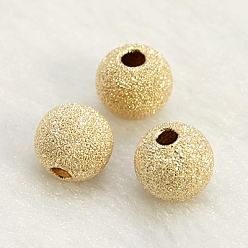 Real Oro Llenar Perlas texturadas rellenas de oro amarillo, 1/20 14 k lleno de oro, sin cadmio y níque y plomo, rondo, 5 mm, agujero: 1 mm
