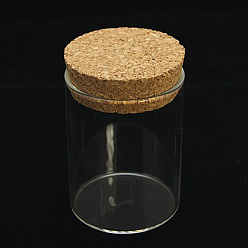 Clear Glass Jar Bead Containers, with Cork Stopper, Wishing Bottle, Clear, 70x47mm