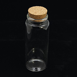 Clear Glass Jar Glass Bottle for Bead Containers, with Cork Stopper, Wishing Bottle, Clear, 127x47mm, Bottleneck: 35.5~36mm in diameter, Capacity: 55ml(1.85 fl. oz)
