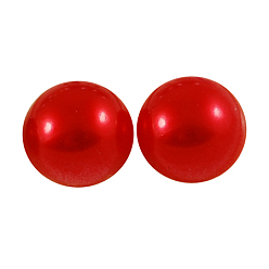 Rouge Cabochons en plastique imitation perle abs, demi-tour, rouge, 10x5mm