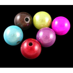 Couleur Mélangete Perles acryliques laquées, perles de miracle, Perle en bourrelet, ronde, couleur mixte, 10mm, trou: 2 mm, environ 950 pcs / 500 g